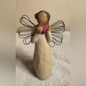Willow Tree Angel with Red Heart - Cream and Black
